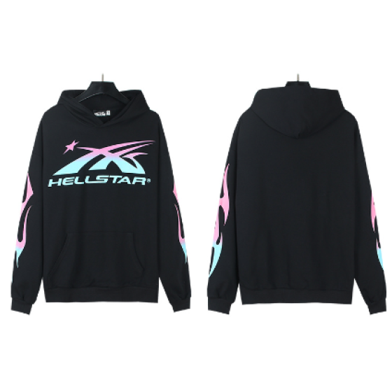 Hellstar Casual Terry Cloth High Street Retro Hooded Sweatshirt